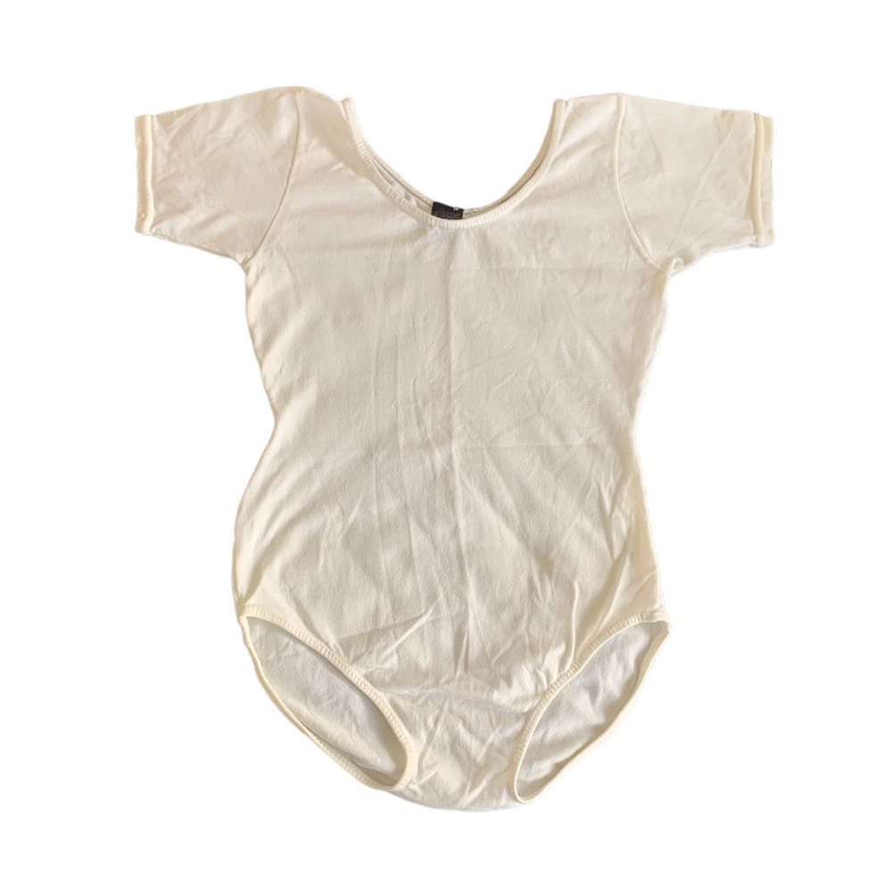 Capezio leotard, girls short sleeve, white,  size large (12-14)
